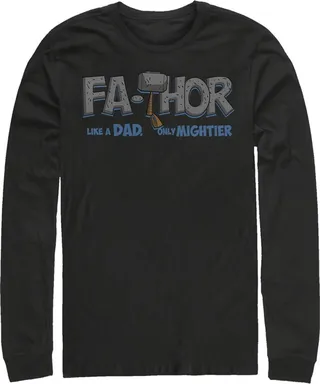 Men's Marvel Thor Fa-Thor Like a Dad Only Mightier Long Sleeve Shirt - Black - X Large