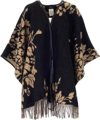 Etro Leaf Pattern Knitted Poncho