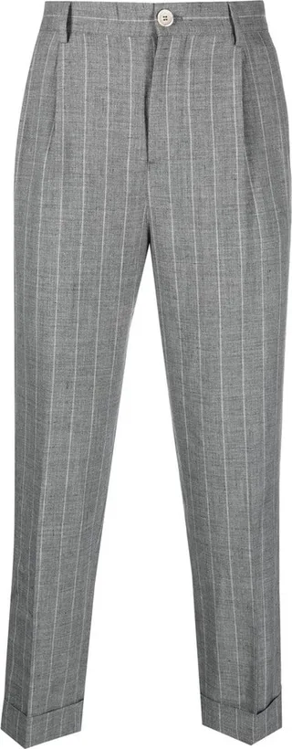 Pinstripe Straight-Leg Trousers