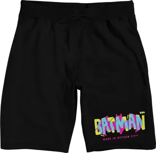 Batman Gotham City Men’s Black Graphic Sleep Shorts-Large