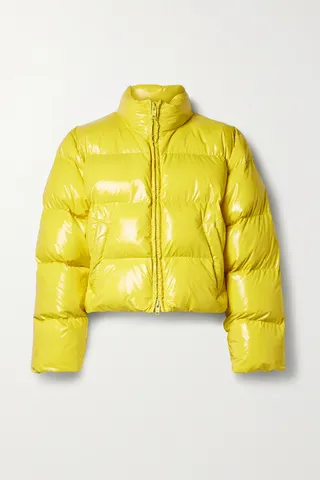Balenciaga - Cropped Quilted Padded Glossed-shell Coat - Yellow