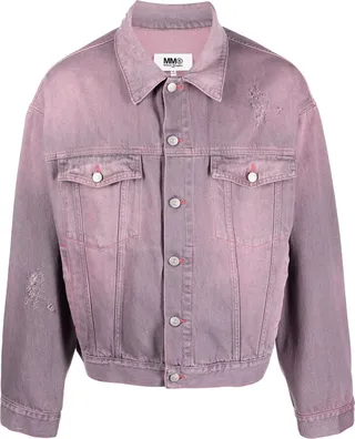 Distressed-Finish Denim Jacket