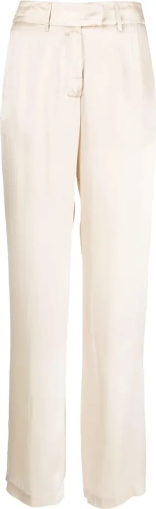 Satin-Finish Straight-Leg Trousers