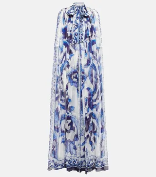 Printed silk chiffon maxi dress