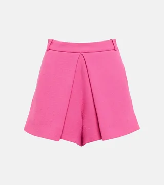 High-rise wool shorts