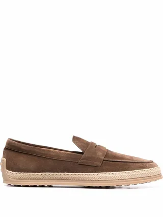 Woven Trim Penny Loafers