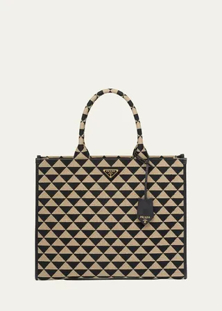 Large Triangle Logo Jacquard Tote Bag