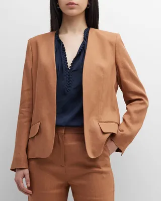 Lina Open-Front Linen-Blend Jacket