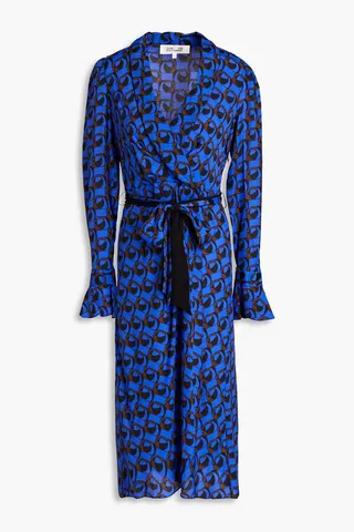 Anuj wrap-effect printed crepe de chine midi dress