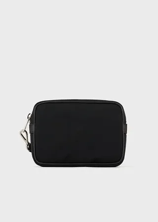 Nylon and pebbled leather pochette