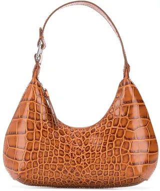 Crocodile-Effect Shoulder Bag