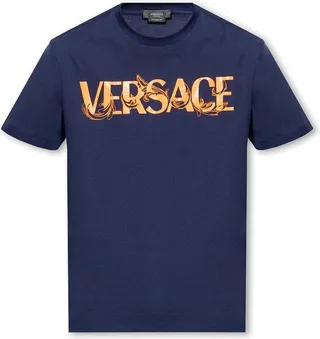 Versace Logo Printed Crewneck T-Shirt