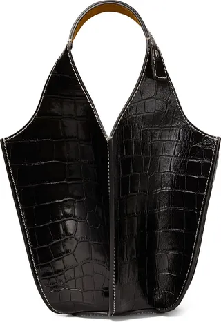 Croc Embossed Leather Lampshade Handbag