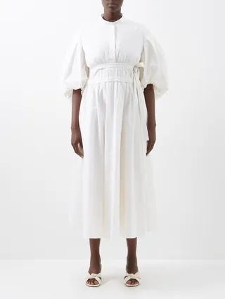 Madalena Puff-sleeve Cotton-poplin Dress