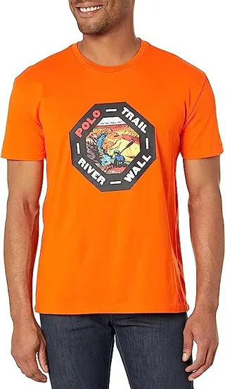 Polo Ralph Lauren Classic Fit Jersey Crew Neck T-Shirt (Orange) Men's Clothing