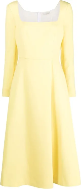 Long-Sleeve Flared Midi Dress