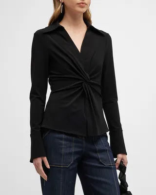 Mckenna Super Stretch Twisted-Front Top
