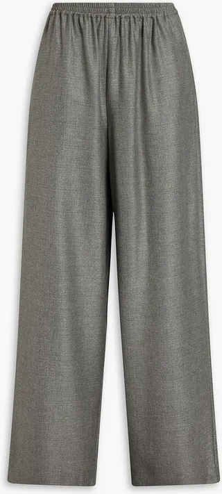 Mélange cashmere and silk-blend canvas wide-leg pants