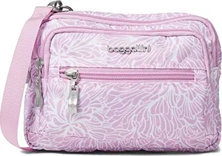 Baggallini Triple Zip Bagg (Pink Butterfly) Cross Body Handbags