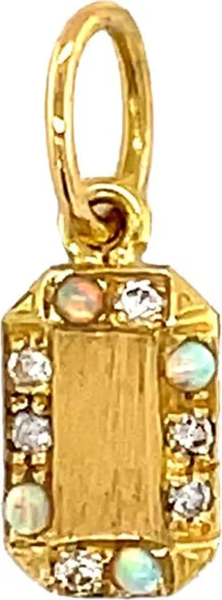 Small Opal Frame Emerald Shape Yellow Gold Charm