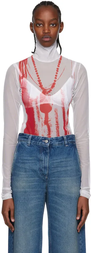 MM6 Maison Margiela Red Trompe L'Oeil Turtleneck