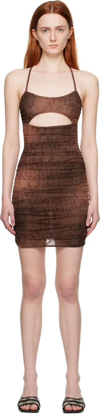 MISBHV Brown Typewriter Minidress