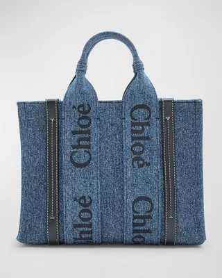 Woody Small Denim Tote Bag