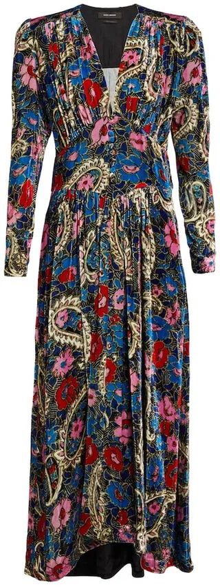 Moyranid floral velvet midi dress