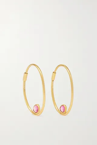 Pippa Small - 18-karat Gold Tourmaline Hoop Earrings - One size