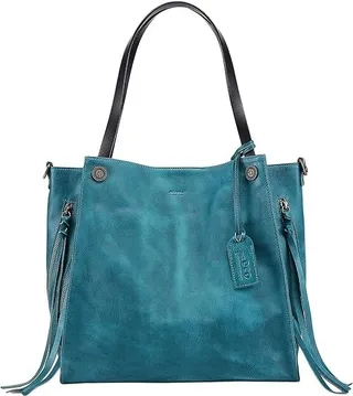 Old Trend Genuine Leather Daisy Tote Bag (Turquoise) Handbags