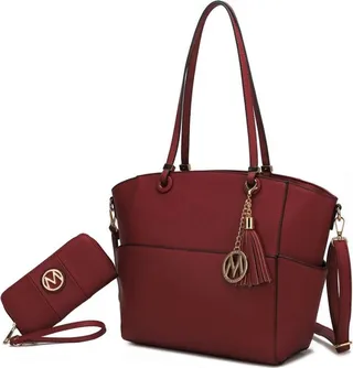 MKF Collection by Mia K Prisha Vegan Leather Women’s Tote Bag With Wallet - 2 pieces
