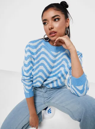 Swirl Stripe Intarsia Sweater