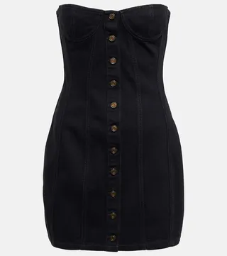 Strapless denim minidress
