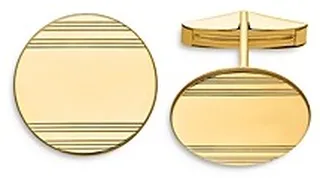 Bloomingdale's Men's Circular With Line Design Cuff Links in 14K Yellow Gold - 100% Exclusive