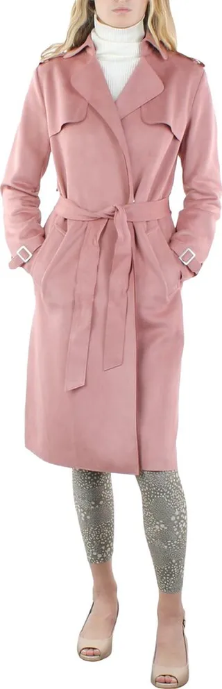 Womens Faux Suede Lightweight Trench Coat