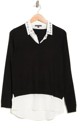 V-Neck Twofer Layered Sweater