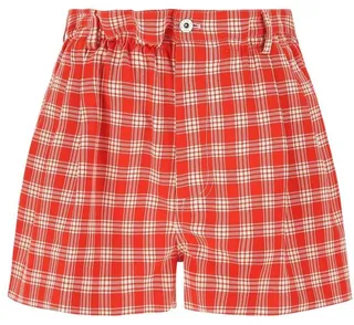 Miu Miu Logo Detailed Checked Shorts