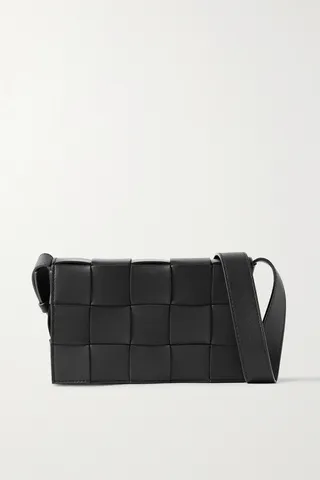 Bottega Veneta - Cassette Small Intrecciato Leather Shoulder Bag - Black
