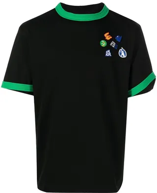 patch-detailed contrasting T-shirt