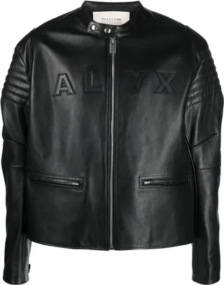 Logo-Embossed Leather Jacket