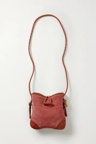 Isabel Marant - Taggy Tasseled Leather-trimmed Suede Shoulder Bag - Orange