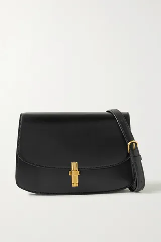 The Row - Sofia Leather Shoulder Bag - Black