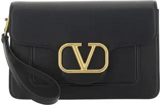Valentino Garavani Logo Plaque Fold-Over Clutch Bag