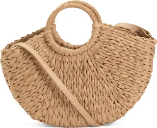 Straw Tote With Top Handle