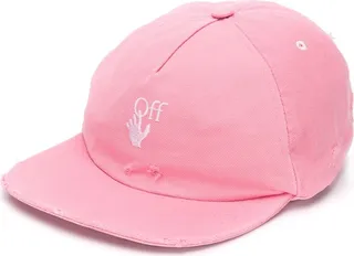 Distressed-Effect Embroidered-Logo Baseball Cap