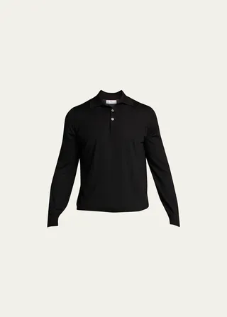 Men's Solid Wool-Cashmere Polo Shirt