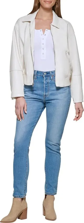 Levi's Women's Faux Leather Bomber with Laydown Collar