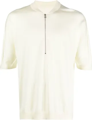 Neutral Half-Zip Wool T-Shirt
