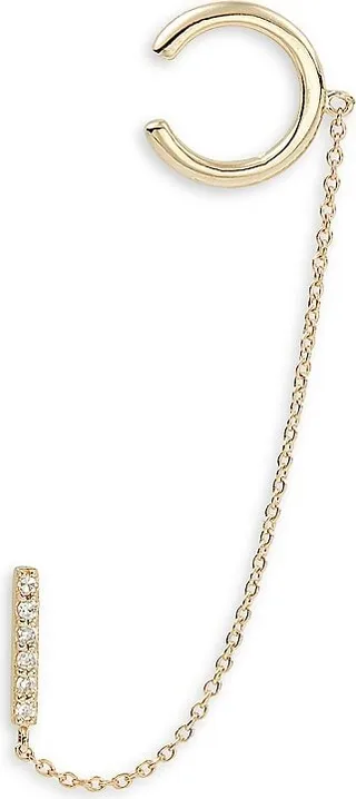 14K Yellow Gold & 0.05 TCW Diamond Single Stud Cuff Earring