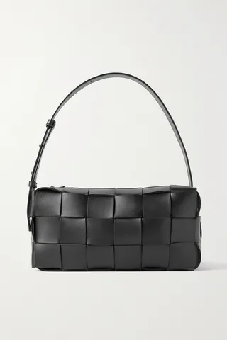Bottega Veneta - Cassette Intrecciato Leather Shoulder Bag - Black